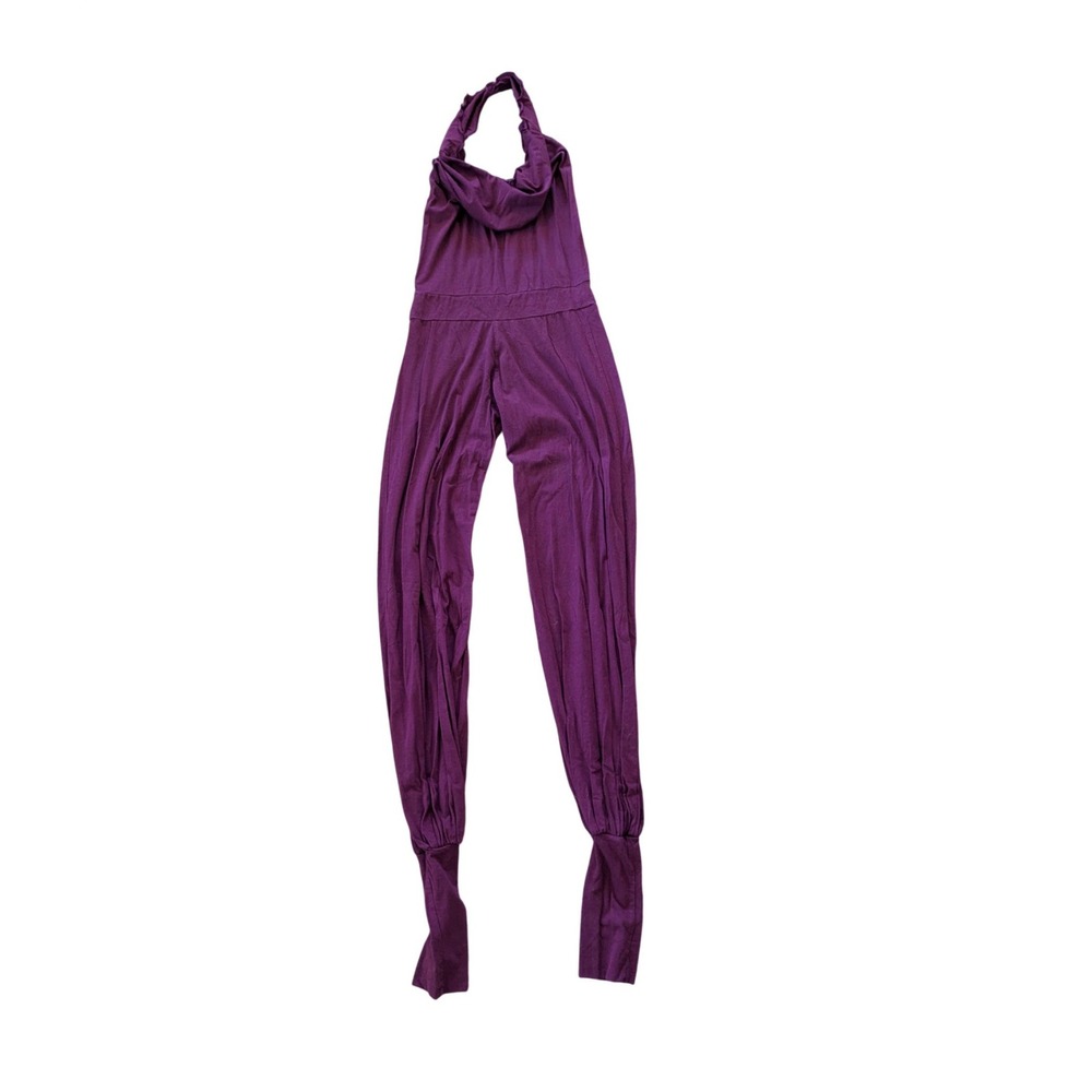 Aria Lattner Halter Jumpsuit Womens One Size Purple Cowl Neck‎ Open Back Yoga